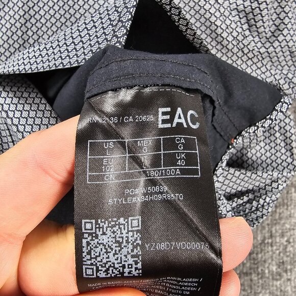 Guess Shirt Mens Large Black Gray Geometric Button Up Long Sleeve‎ Slim Fit - Picture 7 of 8